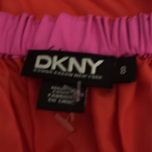 DNKY SILK Colorful Tiered Skirt Pink Orange Party 8 Bloomingdale’s Cruise Midi - Picture 8 of 10